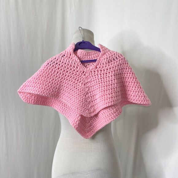 Handmade Girls Crochet Shawl Pink Toddler One Size - Picture 2 of 3